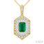 Emerald Shape Gemstone & Halo Diamond Pendant