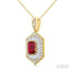 Emerald Shape Gemstone & Halo Diamond Pendant