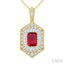 Emerald Shape Gemstone & Halo Diamond Pendant