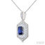 Emerald Shape Gemstone & Halo Diamond Pendant