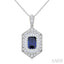 Emerald Shape Gemstone & Halo Diamond Pendant