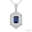 Emerald Shape Gemstone & Halo Diamond Pendant