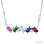 Emerald Shape Gemstone Bar Necklace