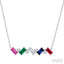 Emerald Shape Gemstone Bar Necklace