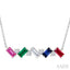 Emerald Shape Gemstone Bar Necklace