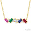 Emerald Shape Gemstone Bar Necklace