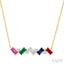 Emerald Shape Gemstone Bar Necklace