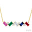 Emerald Shape Gemstone Bar Necklace