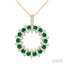 Circle Gemstone & Diamond Pendant