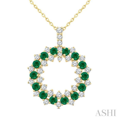 Circle Gemstone & Diamond Pendant