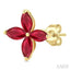 Marquise Shape Gemstone Floral Earrings