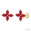 Marquise Shape Gemstone Floral Earrings