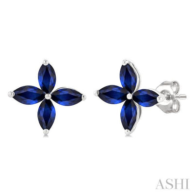 Marquise Shape Gemstone Floral Earrings
