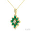 Floral Pear Shape Gemstone & Diamond Pendant
