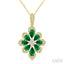 Floral Pear Shape Gemstone & Diamond Pendant