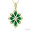 Floral Pear Shape Gemstone & Diamond Pendant