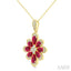 Floral Pear Shape Gemstone & Diamond Pendant