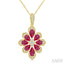 Floral Pear Shape Gemstone & Diamond Pendant