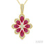 Floral Pear Shape Gemstone & Diamond Pendant