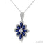 Floral Pear Shape Gemstone & Diamond Pendant