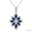 Floral Pear Shape Gemstone & Diamond Pendant