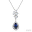 Pear Shape Gemstone & Halo Scatter Diamond Pendant