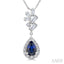 Pear Shape Gemstone & Halo Scatter Diamond Pendant