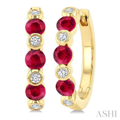 Alternate Gemstone & Diamond Hoop Earrings
