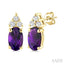 Oval Shape Gemstone & Diamond Earrings