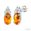 Oval Shape Gemstone & Diamond Earrings