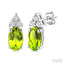 Oval Shape Gemstone & Diamond Earrings