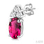 Oval Shape Gemstone & Diamond Earrings