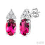 Oval Shape Gemstone & Diamond Earrings