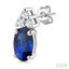 Oval Shape Gemstone & Diamond Earrings