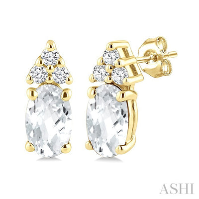 Oval Shape Gemstone & Diamond Earrings