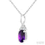 Oval Shape Gemstone & Diamond Pendant