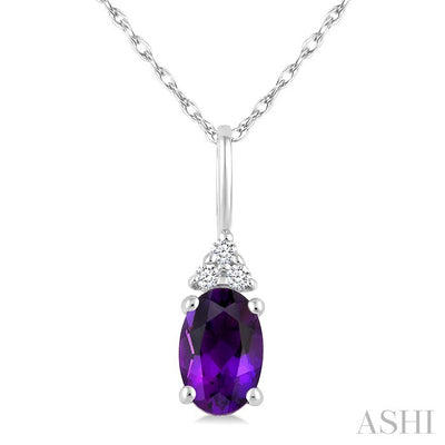 Oval Shape Gemstone & Diamond Pendant