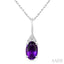 Oval Shape Gemstone & Diamond Pendant