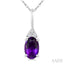 Oval Shape Gemstone & Diamond Pendant