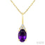 Oval Shape Gemstone & Diamond Pendant
