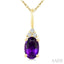 Oval Shape Gemstone & Diamond Pendant