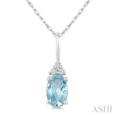Oval Shape Gemstone & Diamond Pendant