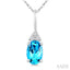 Oval Shape Gemstone & Diamond Pendant