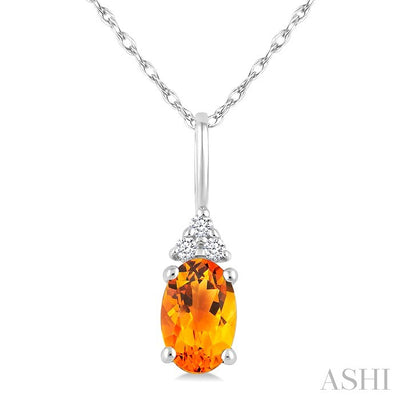 Oval Shape Gemstone & Diamond Pendant