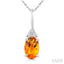 Oval Shape Gemstone & Diamond Pendant