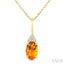 Oval Shape Gemstone & Diamond Pendant