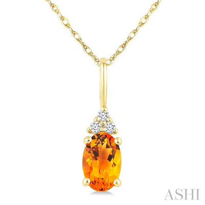 Oval Shape Gemstone & Diamond Pendant