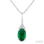 Oval Shape Gemstone & Diamond Pendant