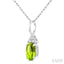 Oval Shape Gemstone & Diamond Pendant
