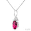 Oval Shape Gemstone & Diamond Pendant